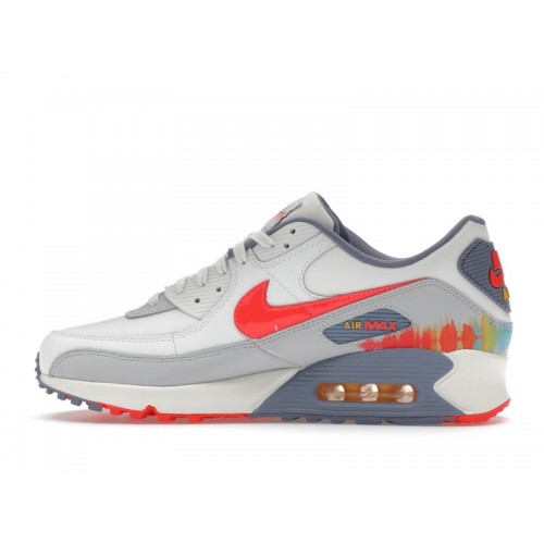 Кроссы Nike Air Max 90 Premium Summit White Ashen Slate Pure Platinum Bright Crimson - мужская сетка размеров