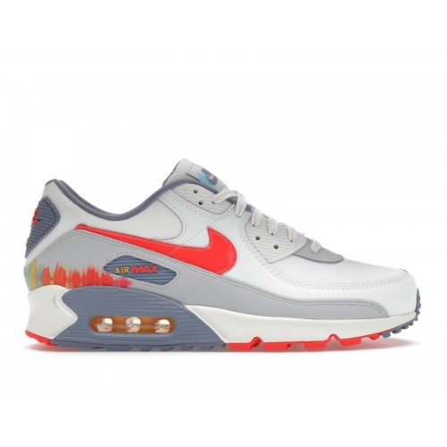 Кроссы Nike Air Max 90 Premium Summit White Ashen Slate Pure Platinum Bright Crimson - мужская сетка размеров