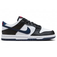 Подростковые кроссовки Nike Dunk Low Black White Midnight Navy (GS)