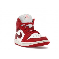 Женские Jordan 1 Mid SE Red Cracked Leather (W)