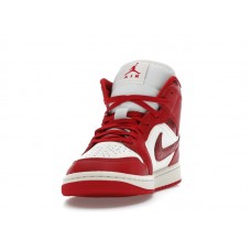 Женские Jordan 1 Mid SE Red Cracked Leather (W)