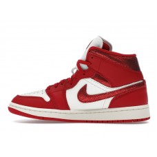 Женские Jordan 1 Mid SE Red Cracked Leather (W)