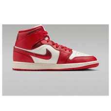 Женские Jordan 1 Mid SE Red Cracked Leather (W)