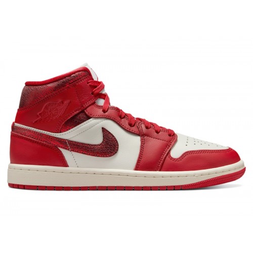 Кроссы Jordan 1 Mid SE Red Cracked Leather (W) - женская сетка размеров