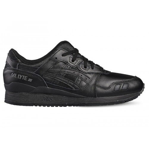Кроссы ASICS Gel-Lyte III Leather Triple Black - мужская сетка размеров