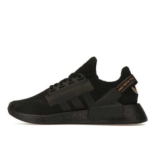 Кроссы adidas NMD R1 V2 Black Gold Metallic - мужская сетка размеров