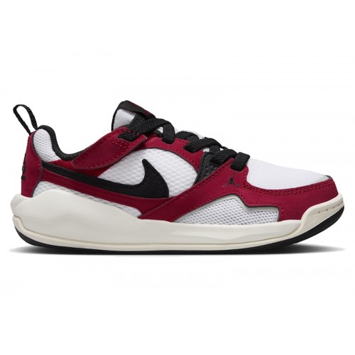 Кроссы Jordan CMFT Era White Varsity Red Sail Black (PS) - детская сетка размеров