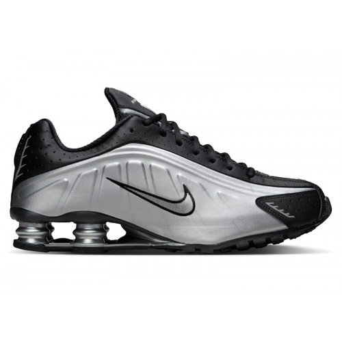 Кроссы Nike Shox R4 Metallic Silver Black - мужская сетка размеров