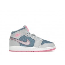 Подростковые Jordan 1 Mid Denim Sequin (GS)
