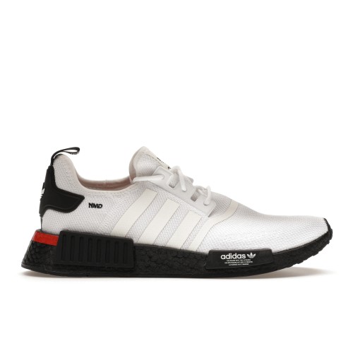 Кроссы adidas NMD R1 Cloud White Core Black Scarlet - мужская сетка размеров