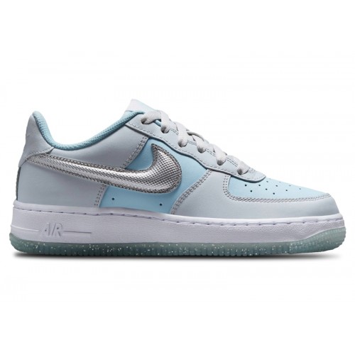 Кроссы Nike Air Force 1 Low Pure Platinum Glacier Blue (GS) - подростковая сетка размеров