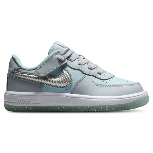 Кроссы Nike Force 1 Low EasyOn Pure Platinum Glacier Blue (PS) - детская сетка размеров