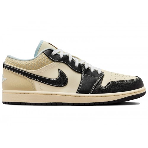 Кроссы Jordan 1 Low SE Coconut Milk Black Muslin - мужская сетка размеров