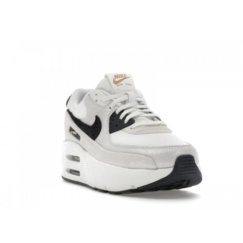 Кроссы Nike Air Max 90 LV8 White Metallic Gold Black (W) - женская сетка размеров