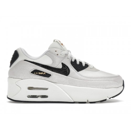 Кроссы Nike Air Max 90 LV8 White Metallic Gold Black (W) - женская сетка размеров