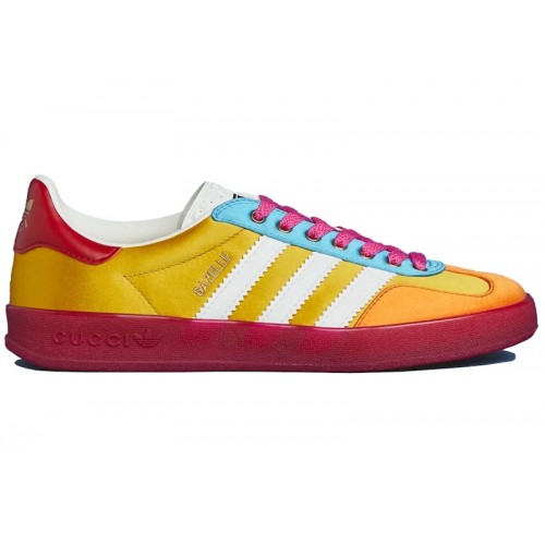 Кроссы adidas x Gucci Gazelle Yellow White Red (W) - женская сетка размеров