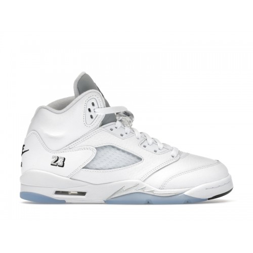 Air Jordan 5 GS White Metallic - подростковая сетка размеров