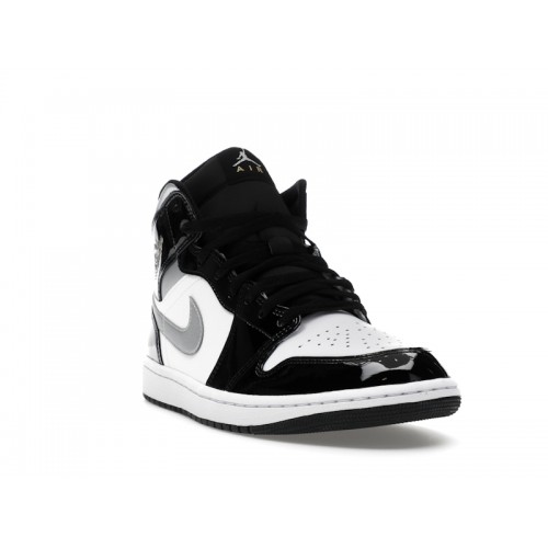 Air Jordan 1 Mid SE Black White Metallic Silver - мужская сетка размеров