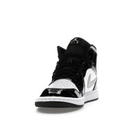 Jordan 1 Mid SE Patent Black White Metallic Silver Metallic Gold