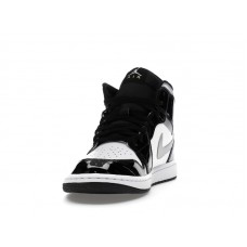 Jordan 1 Mid SE Patent Black White Metallic Silver Metallic Gold