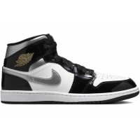 Кроссовки Jordan 1 Mid SE Patent Black White Metallic Silver Metallic Gold
