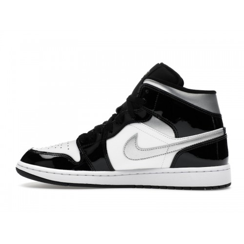 Air Jordan 1 Mid SE Black White Metallic Silver - мужская сетка размеров