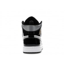 Jordan 1 Mid SE Patent Black White Metallic Silver Metallic Gold