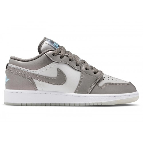 Air Jordan 1 Low SE GS Pewter Photon Dust Blue Chill - подростковая сетка размеров