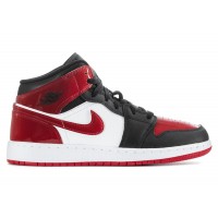 Подростковые Jordan 1 Mid Patent Bred Toe (GS)