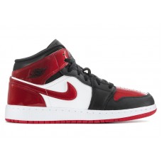 Подростковые Jordan 1 Mid Patent Bred Toe (GS)