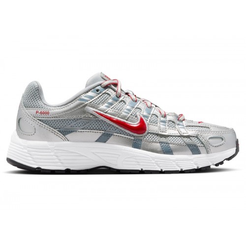 Nike P-6000 Metallic Silver Gym Red (GS) - подростковая сетка размеров