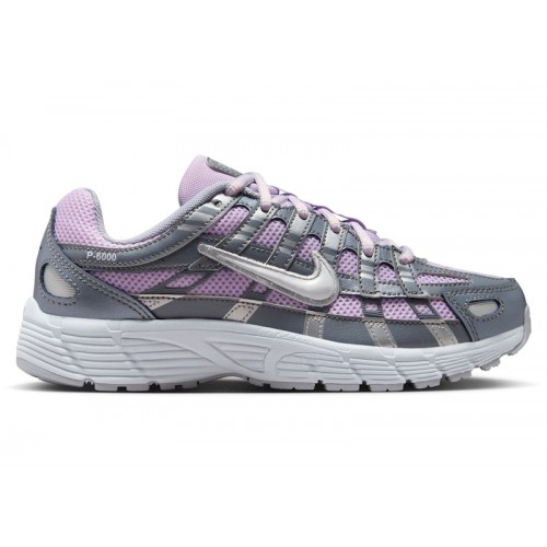 Кроссы Nike P-6000 Doll Smoke Grey Metallic Silver White (GS) - подростковая сетка размеров