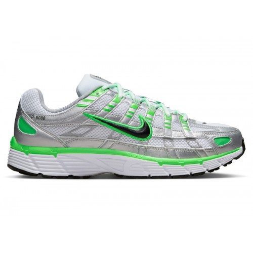Кроссы Nike P-6000 SE Metallic Silver White Green Strike - мужская сетка размеров