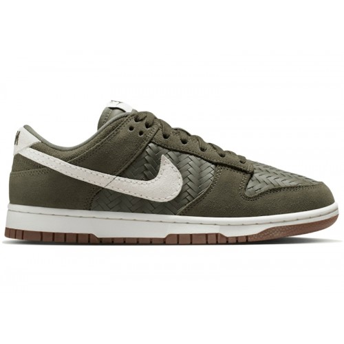 Nike Dunk Low Premium SE Woven Medium Olive Gum (W) - женская сетка размеров
