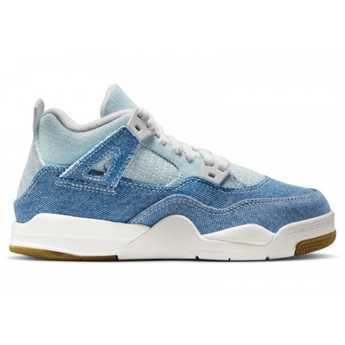 Кроссы Jordan 4 Retro TEX Denim Worn Blue (PS) - детская сетка размеров