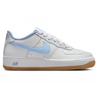 Подростковые кроссовки Nike Air Force 1 Low LV8 Photon Dust White Gum Medium Brown Psychic Blue (GS)