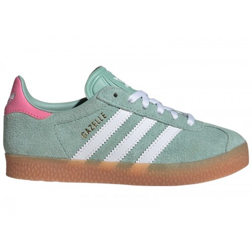 adidas Gazelle Hazy Green Cloud White Bliss Pink (PS) - детская сетка размеров