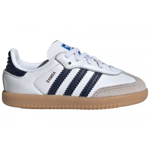 Кроссы adidas Samba OG Cloud White Night Indigo Gum (TD) - детская сетка размеров