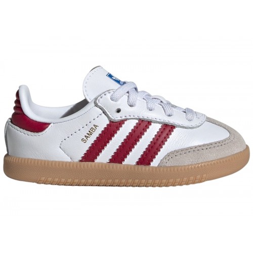Кроссы adidas Samba OG Cloud White Collegiate Burgundy Gum (TD) - детская сетка размеров