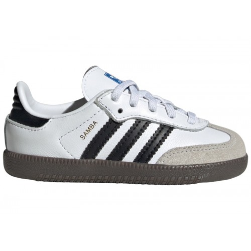 Кроссы adidas Samba OG Cloud White Core Black Gum (TD) - детская сетка размеров