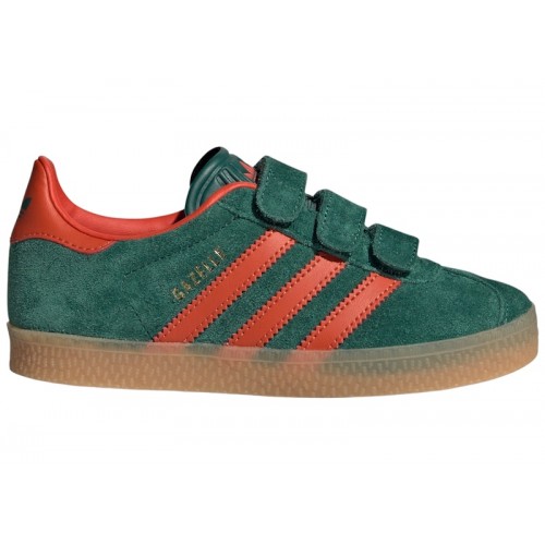 Кроссы adidas Gazelle Collegiate Green Preloved Red Gum (PS) - детская сетка размеров