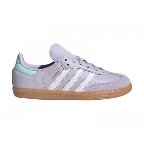 Кроссы adidas Samba OG Silver Dawn Crystal White Semi Flash Aqua (PS) - детская сетка размеров