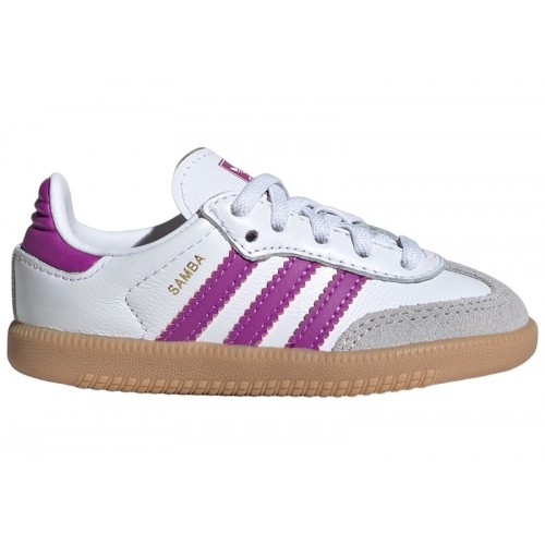 Кроссы adidas Samba OG Cloud White Purple Burst Gum (TD) - детская сетка размеров