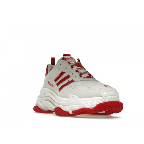 Кроссы Balenciaga x adidas Triple S White Red - мужская сетка размеров