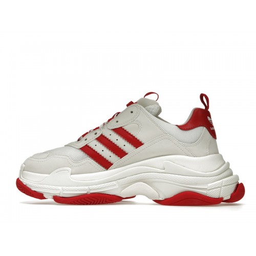 Кроссы Balenciaga x adidas Triple S White Red - мужская сетка размеров