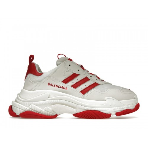 Кроссы Balenciaga x adidas Triple S White Red - мужская сетка размеров