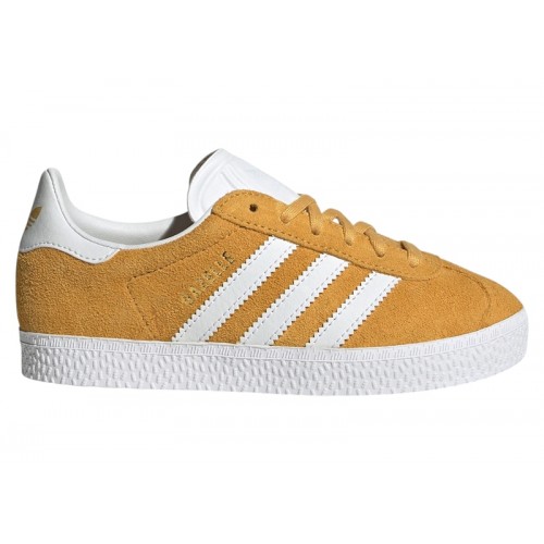 adidas Gazelle Preloved Yellow Cloud White Gold Metallic (PS) - детская сетка размеров