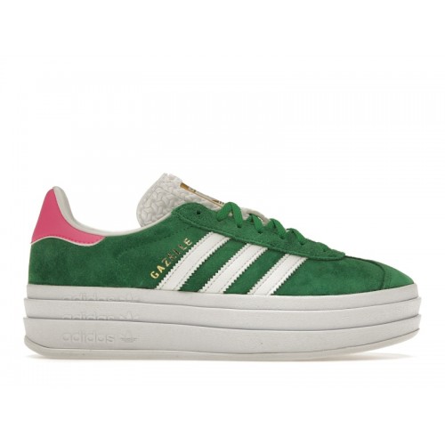 Кроссы adidas Gazelle Bold Green Lucid Pink (W) - женская сетка размеров