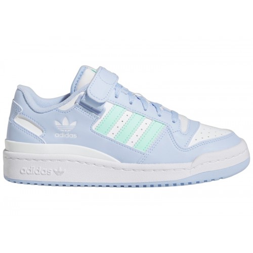 Кроссы adidas Forum Low Cloud White Easy Green Blue Dawn (GS) - подростковая сетка размеров