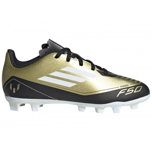 adidas F50 Club Flexible Ground Messi Gold Metallic Cloud White Core Black (GS) - подростковая сетка размеров